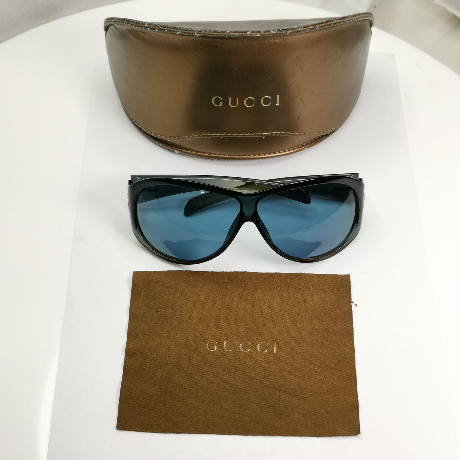 Gucci 2006 Vintage Sunglasses Blue Oversized Crystal GG 2536/STRASS LT6 071222