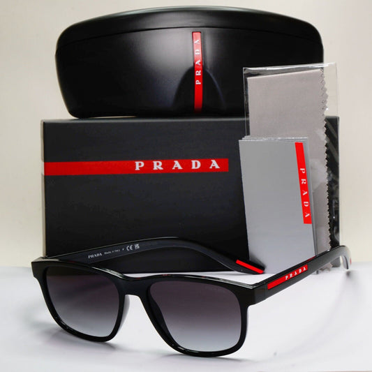 Prada Sunglasses Black Glossy Square Grey Gradient PS06YS SPS 06Y 1AB-09U 56mm