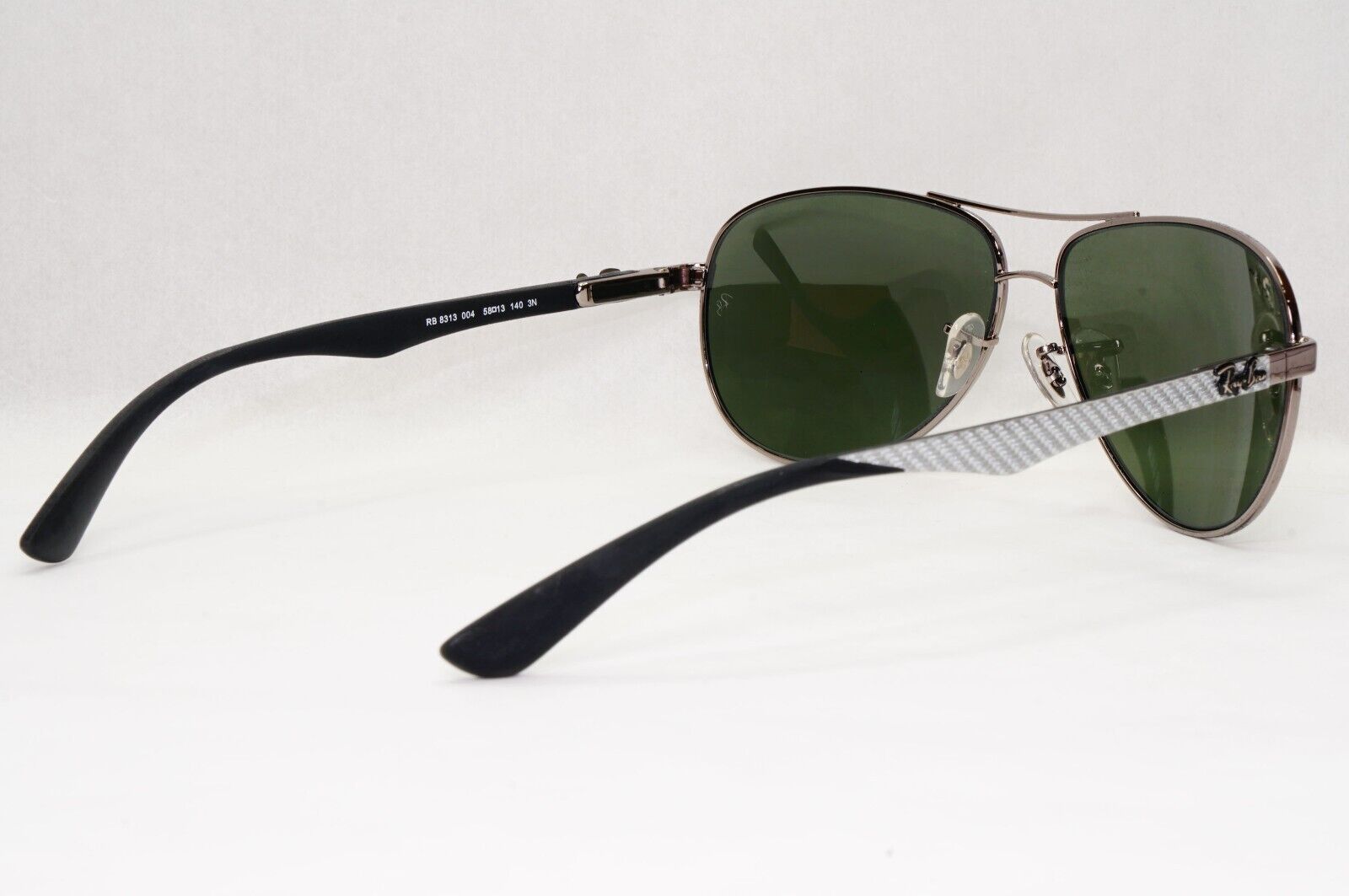 Ray-Ban Sunglasses Carbon Fibre 2013 Pilot Aviator Grey Silver Green RB 8313 004