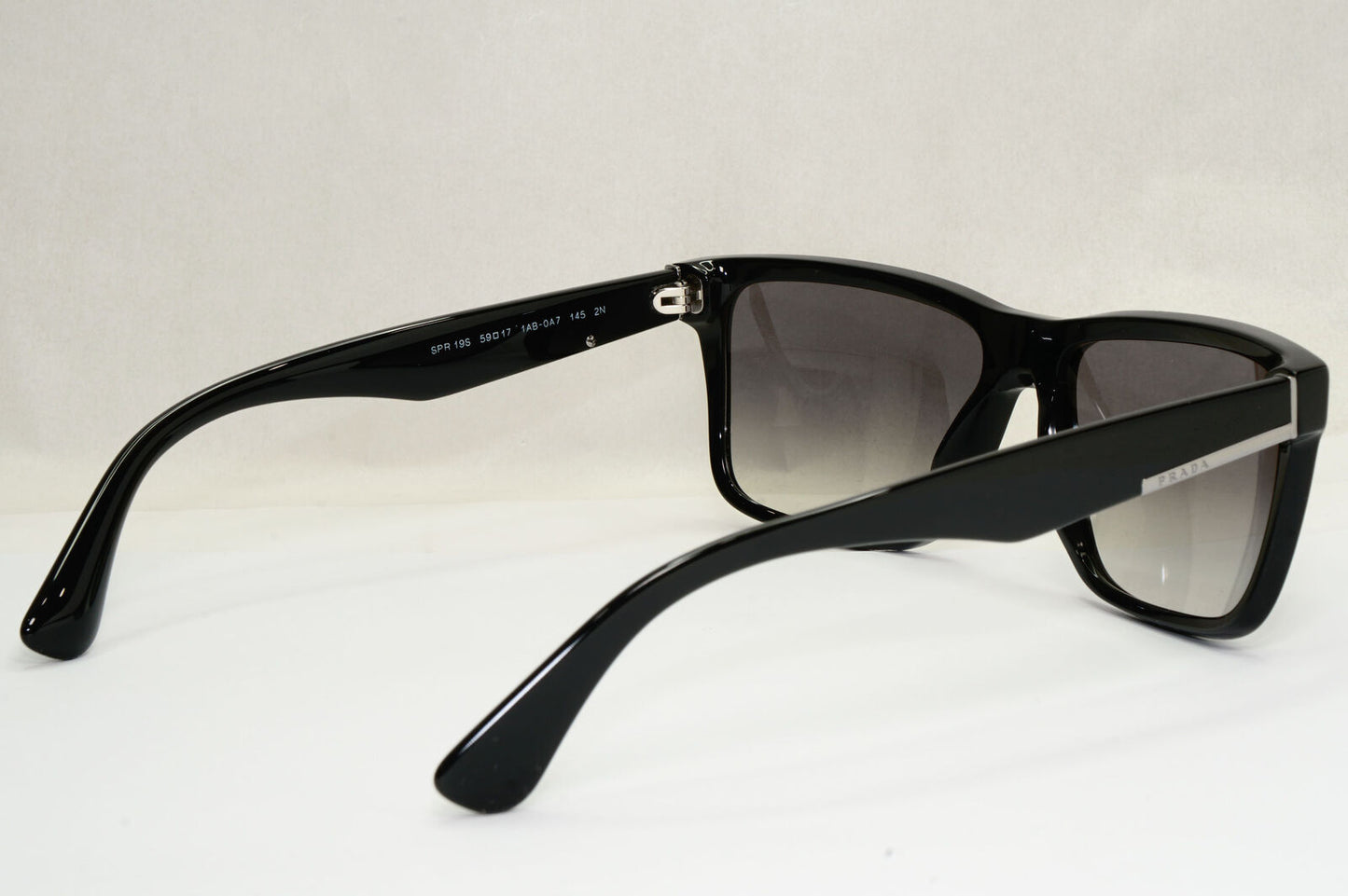 Prada Sunglasses Black Grey Gradient Square Glossy PR19SS SPR 19S 1AB-0A7 59mm
