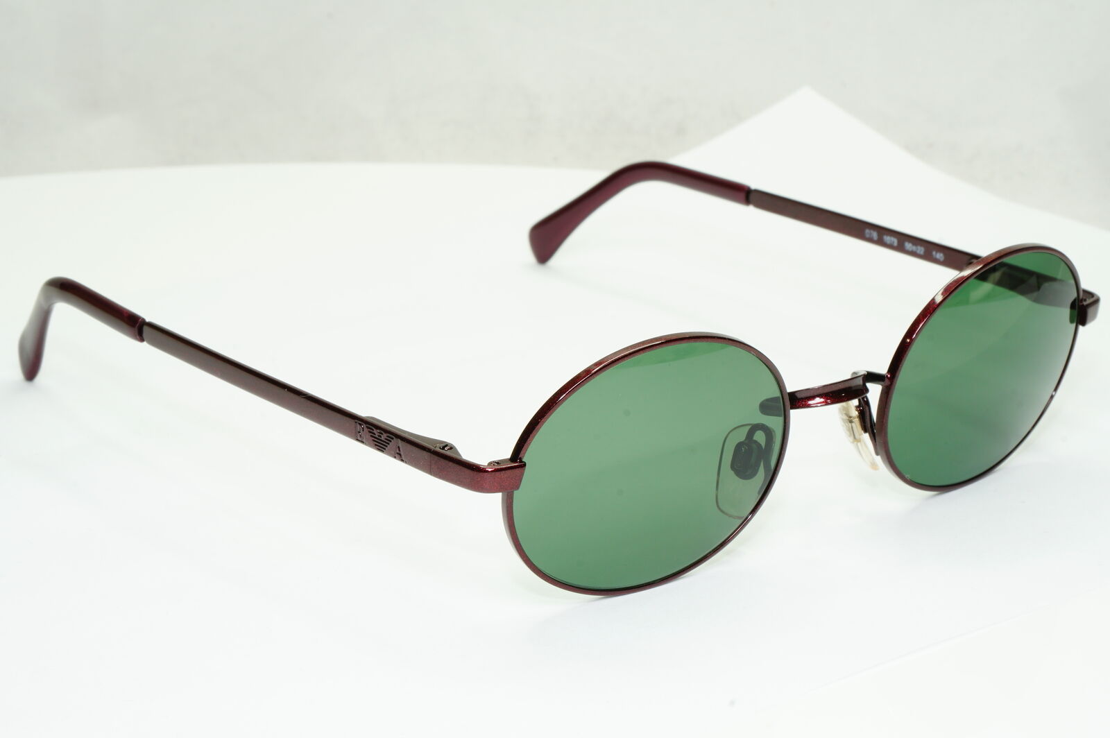 Emporio Armani Sunglasses 1997 Vintage Oval Red Burgundy Metallic 076-S 1073