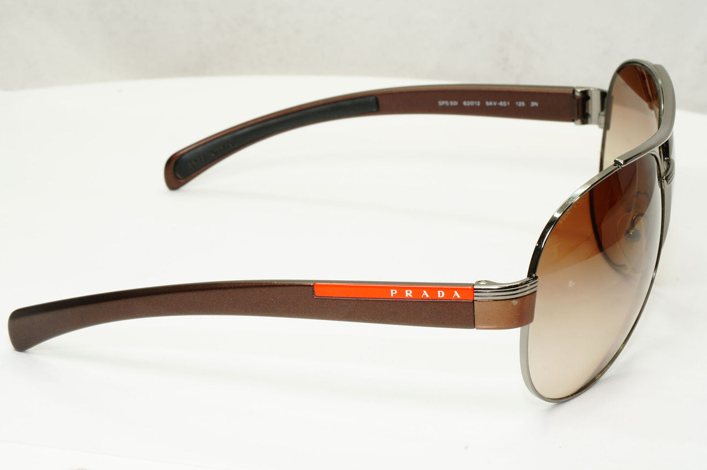 Prada Sunglasses Brown Pilot Red Stripe PS50IS SPS 50I 5AV-6S1 62mm 280323