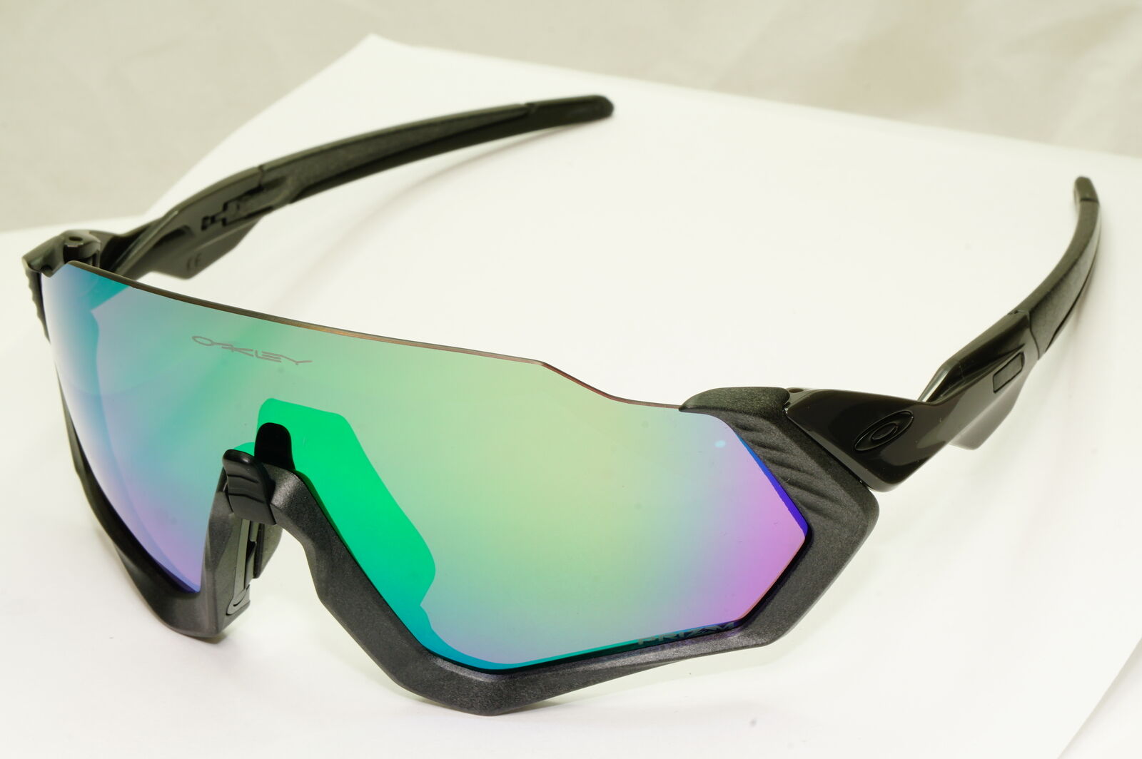 Oakley Flight Jacket Sunglasses Shield Steel Black Jade Prizm Road OO 9401 1537