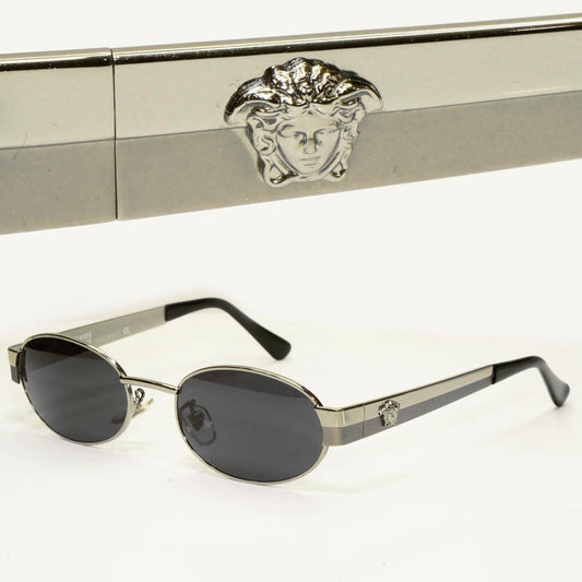 Gianni Versace 1996 Vintage Silver Medusa Oval Metal Sunglasses MOD X32 COL 029