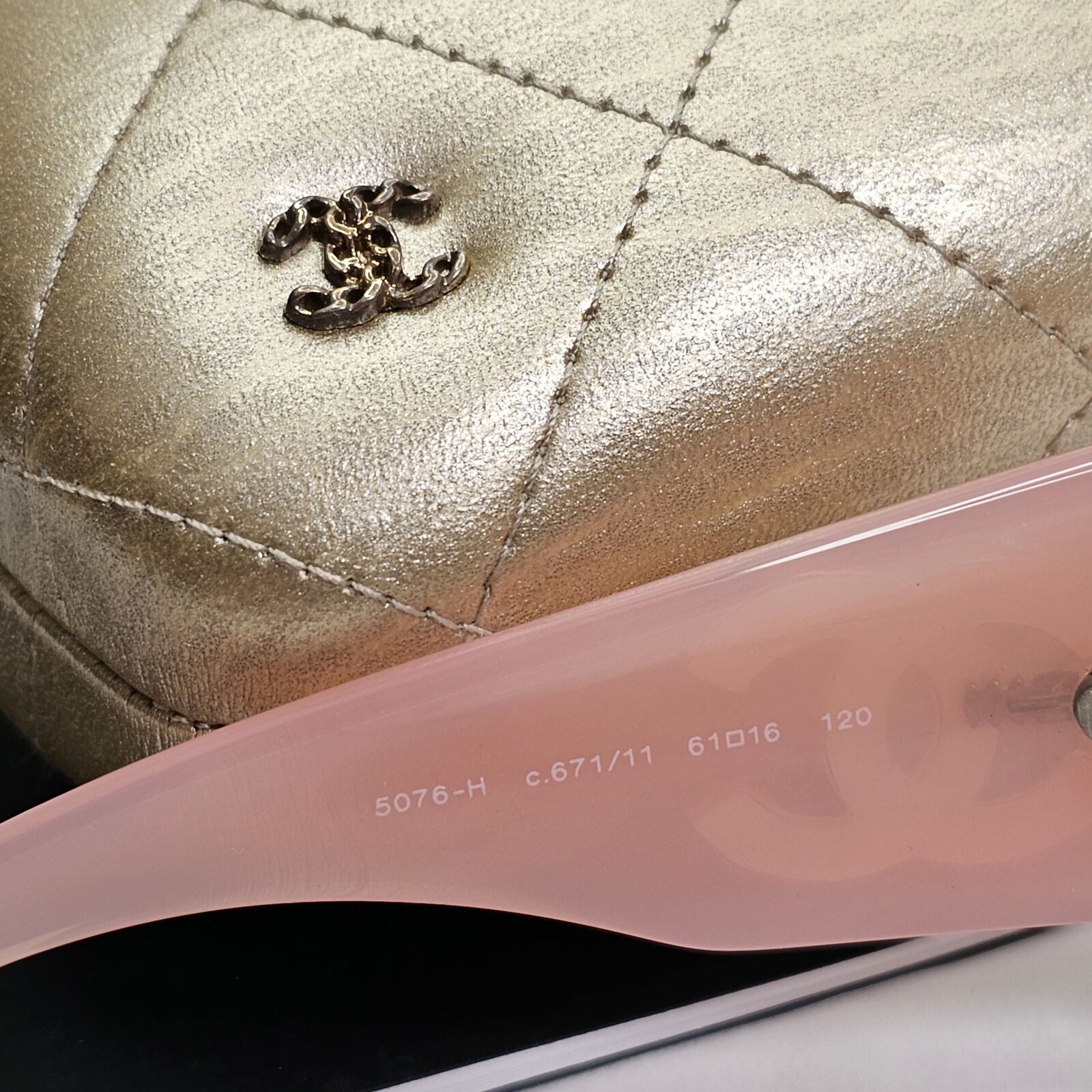 Chanel Sunglasses Mother of Pearl 2006 Vintage Pink Black 5076-H c.671/11 270124