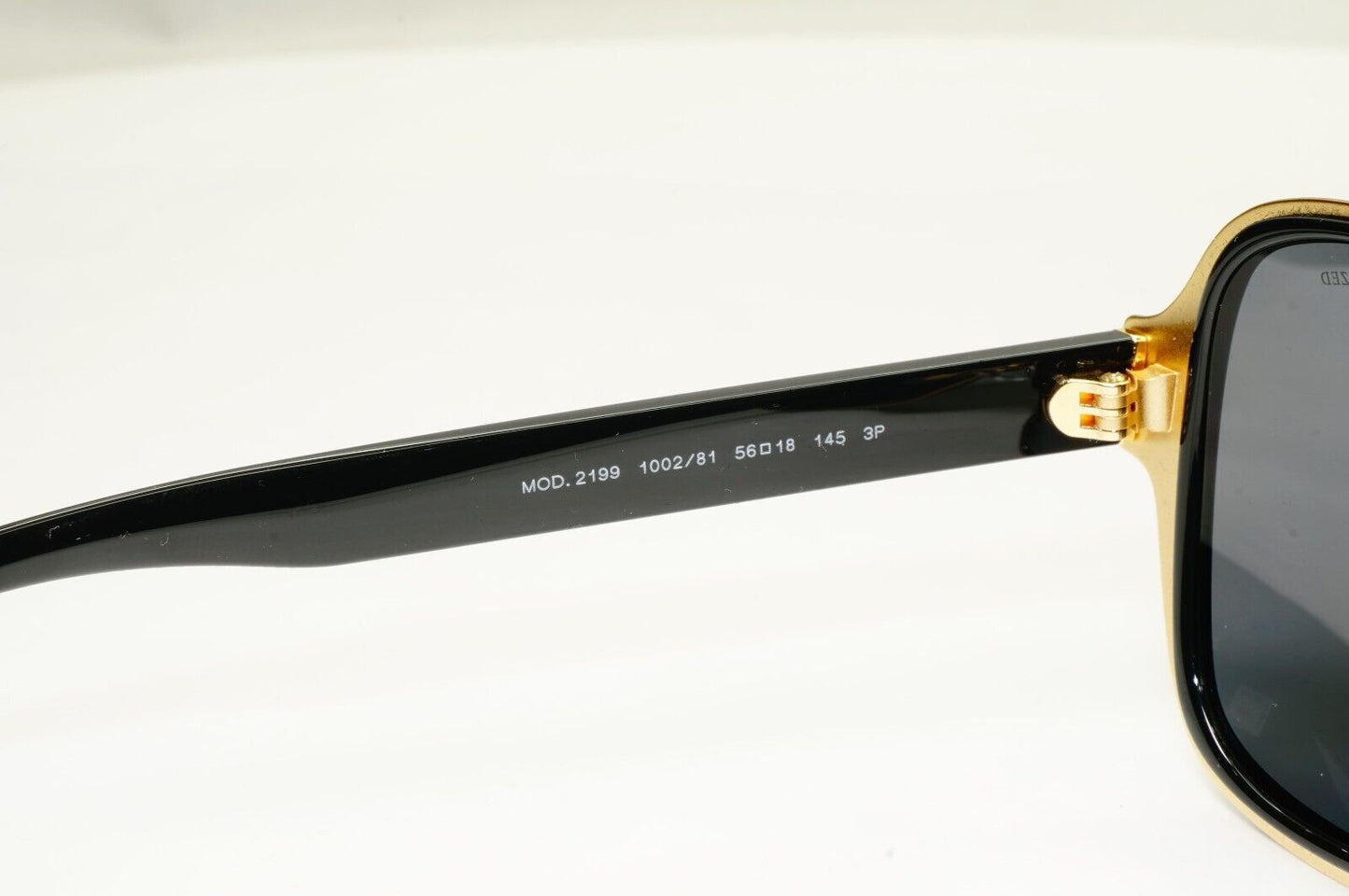 Versace Sunglasses Polarized Black Gold Square Navigator MOD VE 2199 1002/81