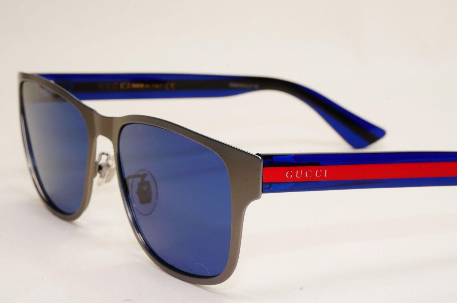 Gucci Sunglasses 2017 Blue Grey Gunmetal Square GG 0007O 003 55mm 131024