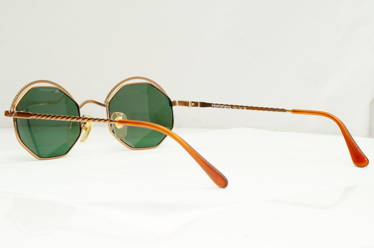 Emporio Armani Sunglasses 1997 Vintage Hexagonal Braid Gold Green 032-S 816/21