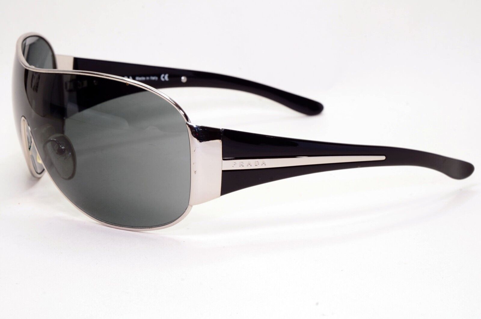 Prada Sunglasses 2006 Vintage Silver Black Shield PR52HS SPR 52H 1BC-1A1 281024