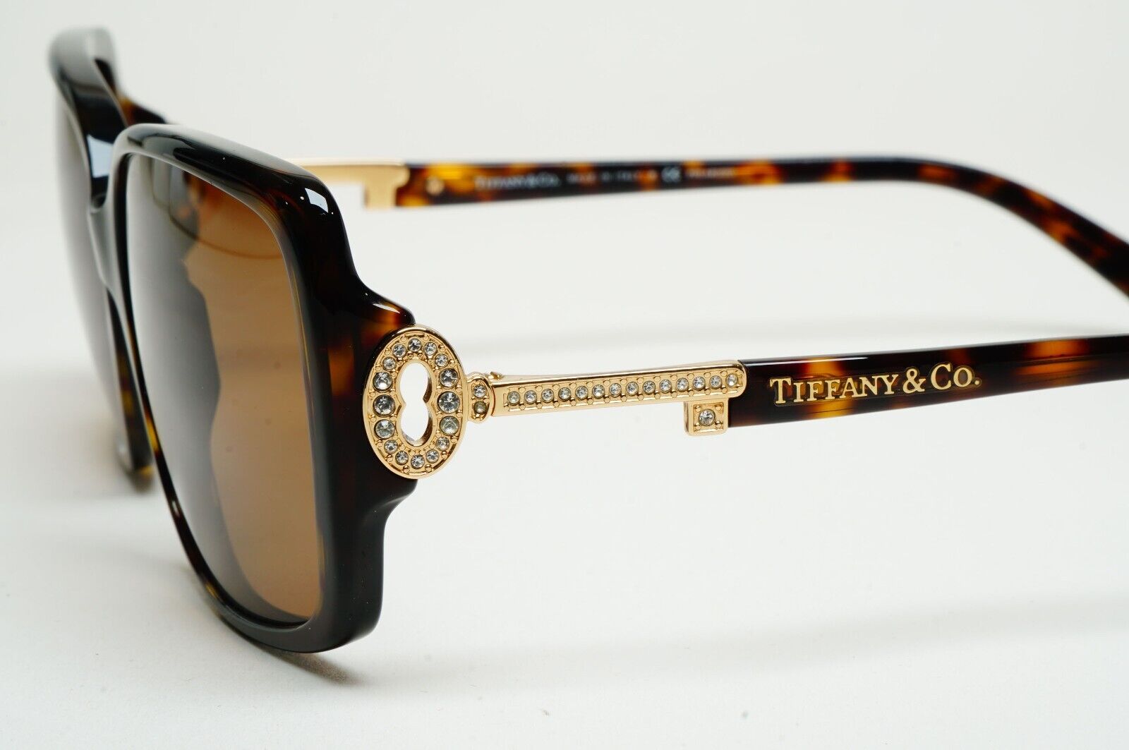 Tiffany & Co Sunglasses Keys Gold Crystal Square Brown TF 4043-B 8015/T5 180125