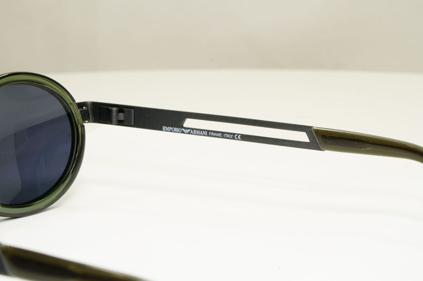 Emporio Armani Sunglasses 1997 Vintage Black Oval Grey Green Eagle 057-S 988