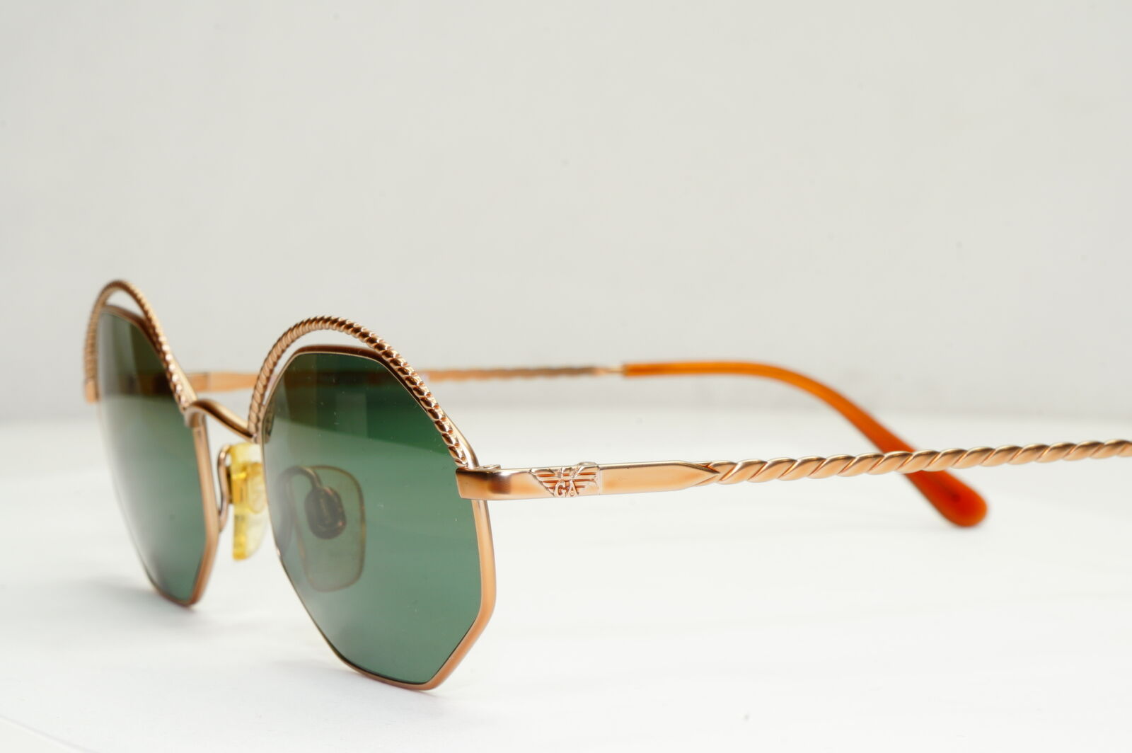 Emporio Armani Sunglasses 1997 Vintage Hexagonal Braid Gold Green 032-S 816/21