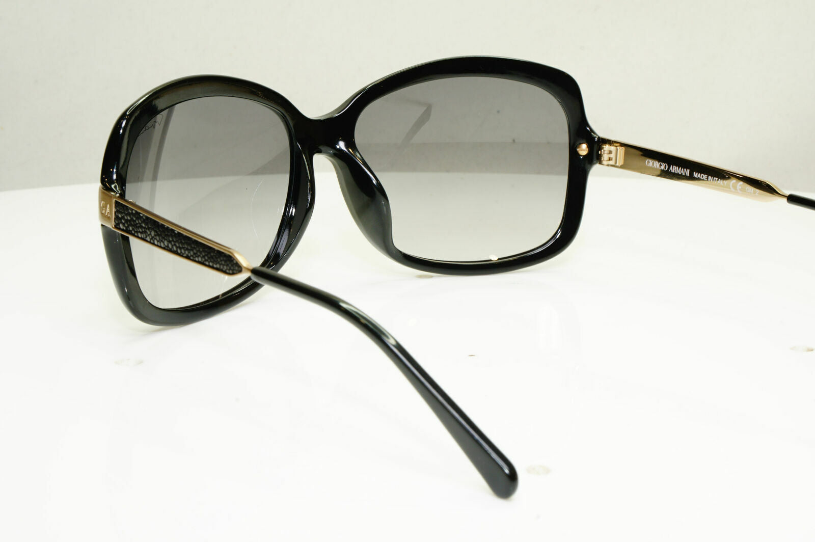 Giorgio Armani Stingray Leather Black Gold Sunglasses Womens GA 934 2E9VK 30343