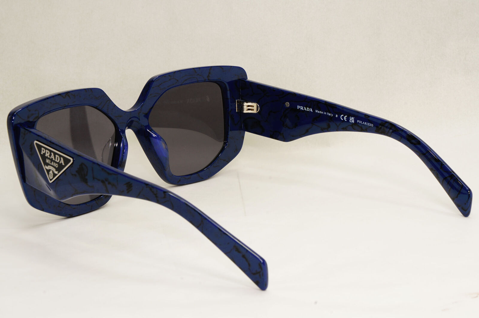 Prada Sunglasses Polarised Blue Marble Triangle Square PR14ZSF SPR 14Z-F 18D-5Z1