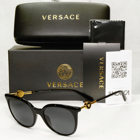 Versace Sunglasses Black Gold Medusa Grey Square MOD VE 4404 GB1/87 55mm