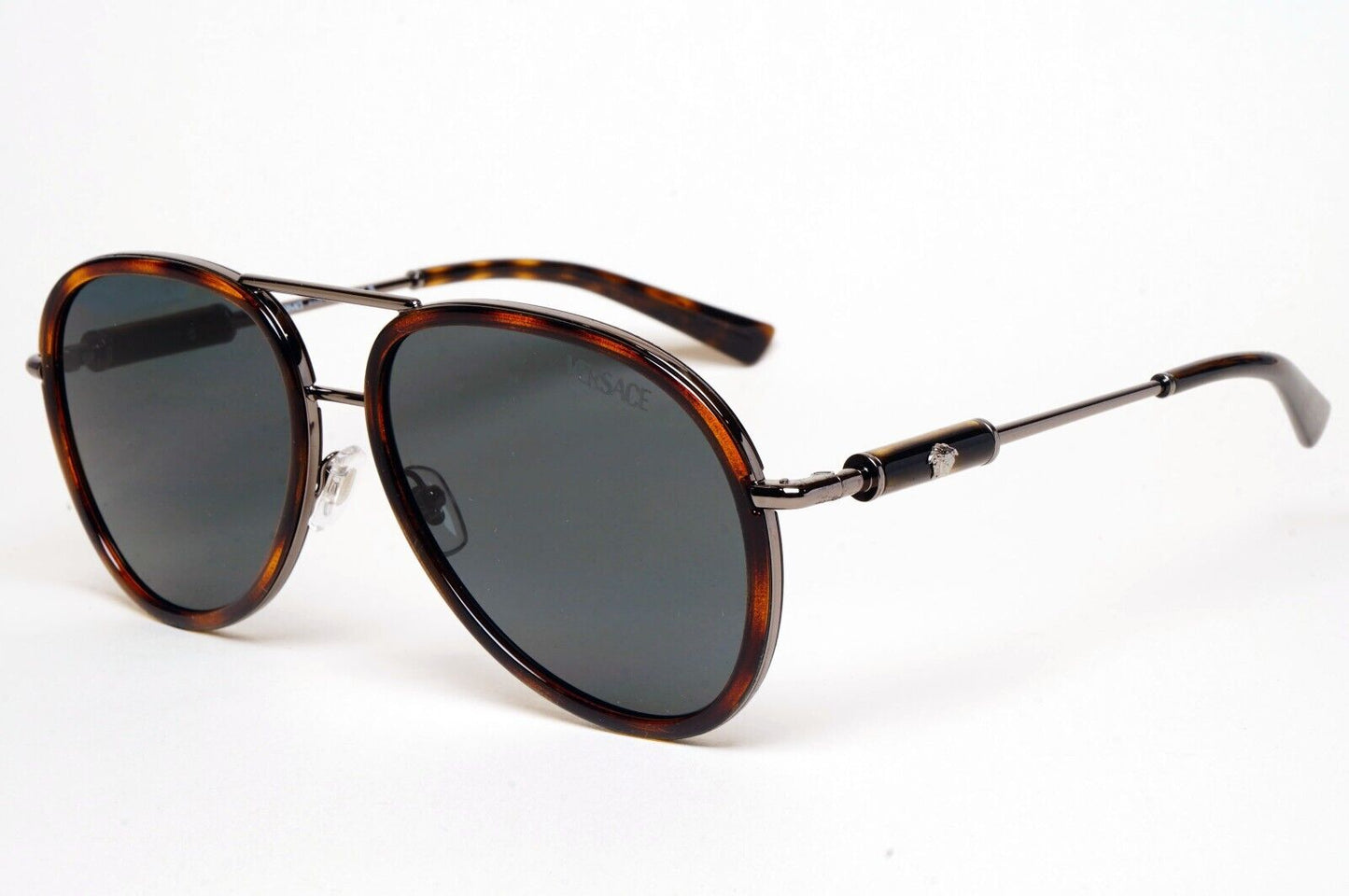 Versace Sunglasses Oversized Pilot Brown Havana Gunmetal MOD VE 2260 1001/87