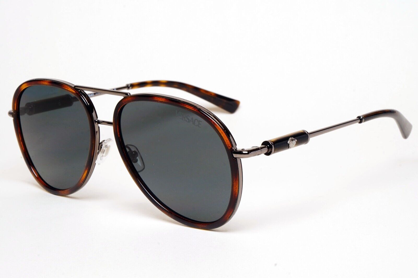 Versace Sunglasses Oversized Pilot Brown Havana Gunmetal MOD VE 2260 1001/87