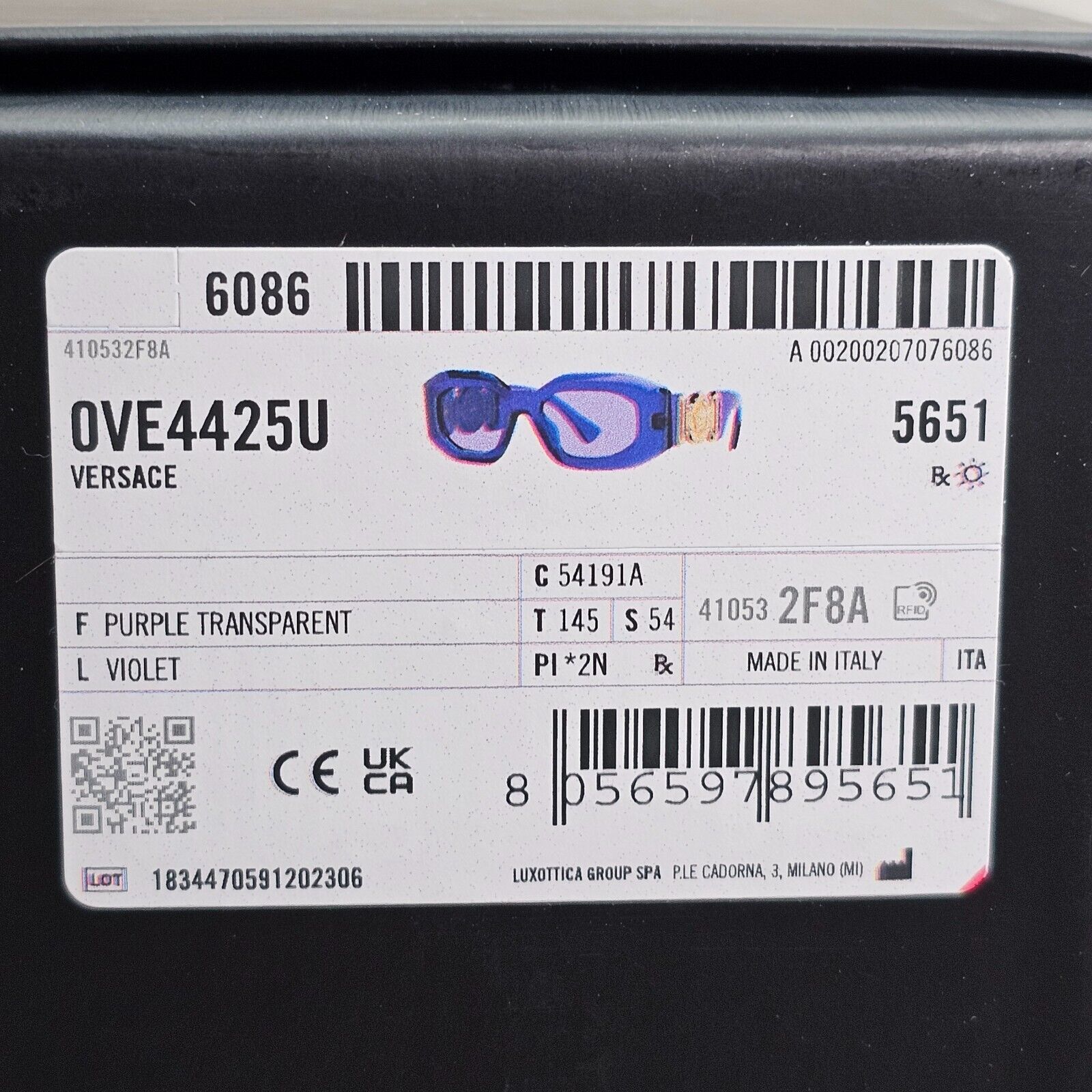 Versace Sunglasses Purple Transparent Biggie Oversized MOD VE 4425U 5419/1A