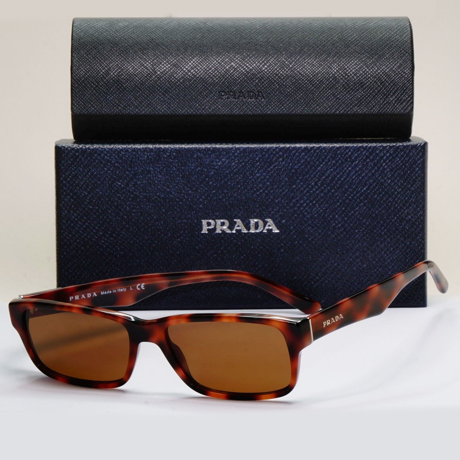 Prada Sunglasses Brown Tortoiseshell Rectangle PR16MV VPR 16M 519-1O1 55mm