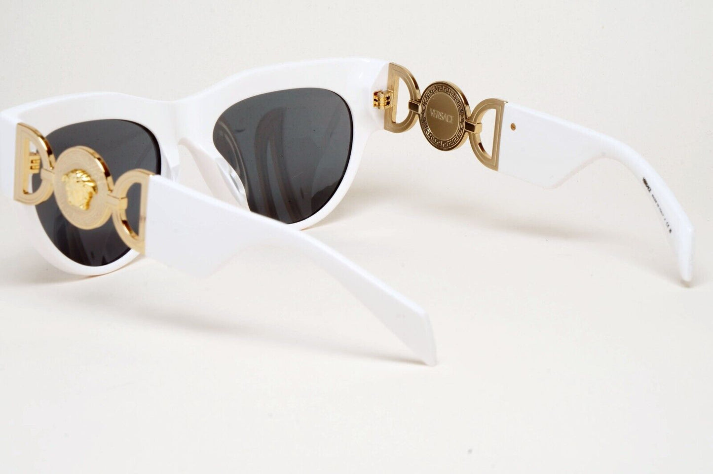 Versace Sunglasses White Gold Medusa Grey Square MOD VE 4440-U 314/87 56mm
