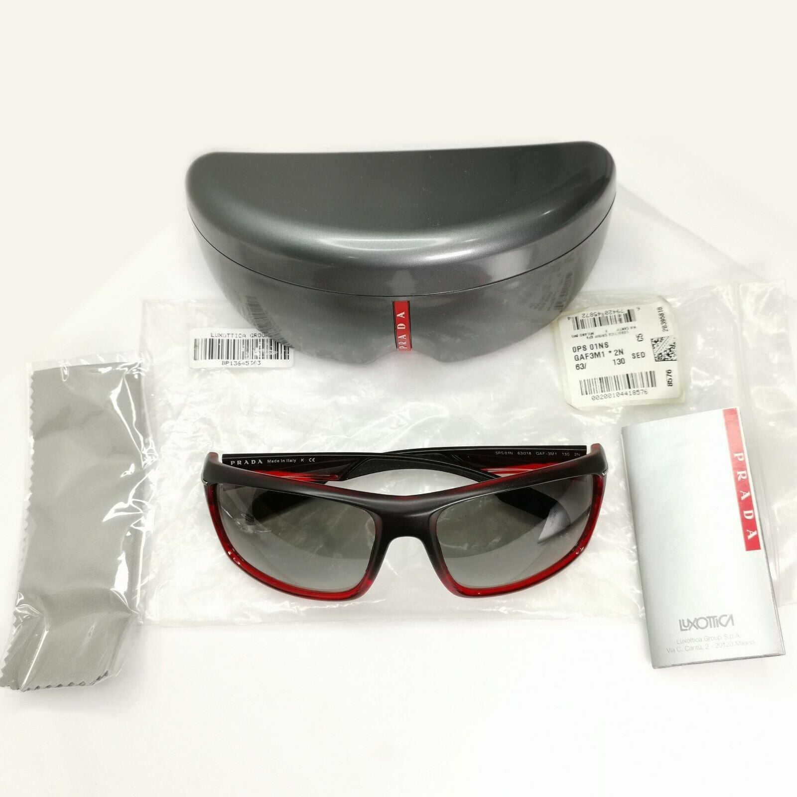 Prada Sunglasses 2012 Red Maroon Grey Gradient Wrap PS01NS SPS 01N GAF-3M1