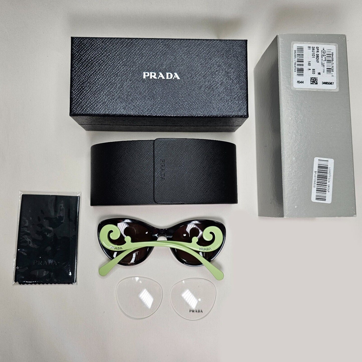 Prada Sunglasses Baroque Swirl Brown Green Cat Eye PR06QV-F VPR 06Q-F 2AU-1O1