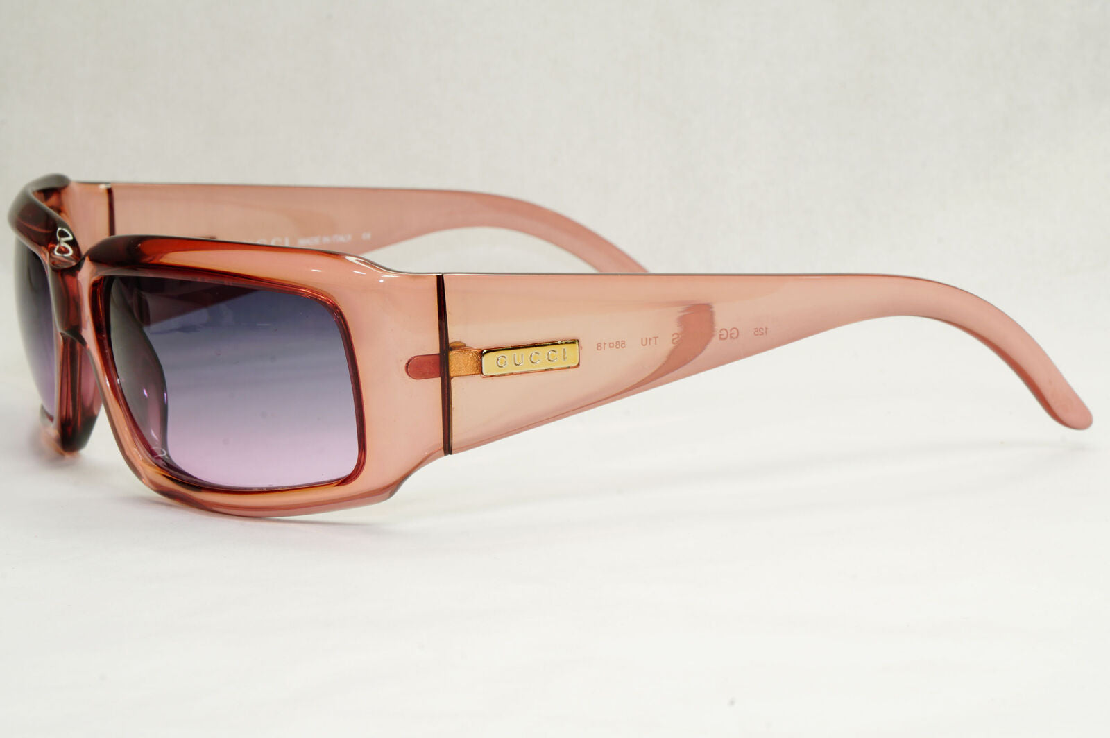 Gucci Sunglasses 1996 Vintage Pink Transparent Square Grey GG 1403/S T1U 180124
