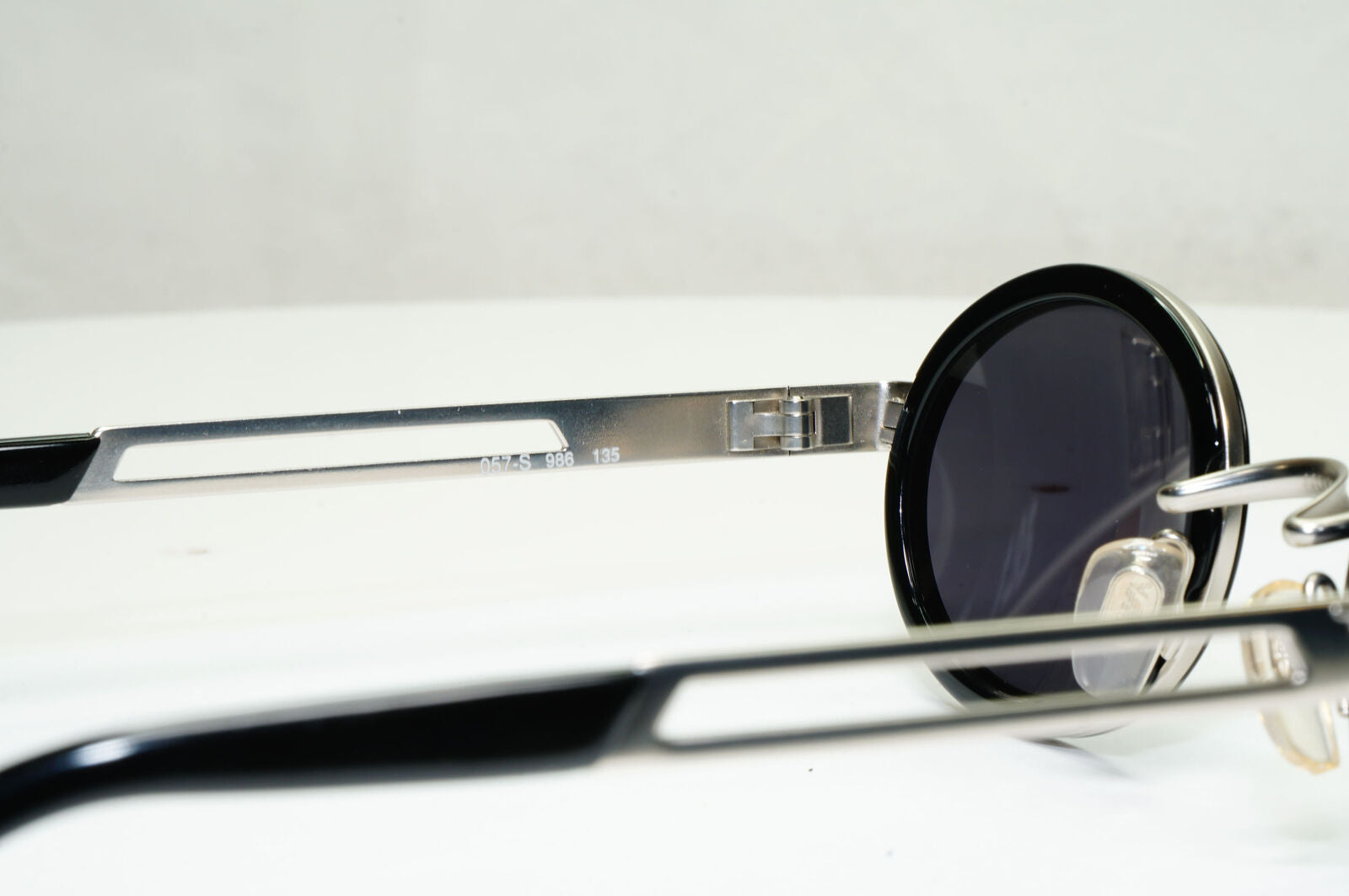 Emporio Armani Sunglasses 1997 Vintage Black Silver Oval Eagle 057-S 986