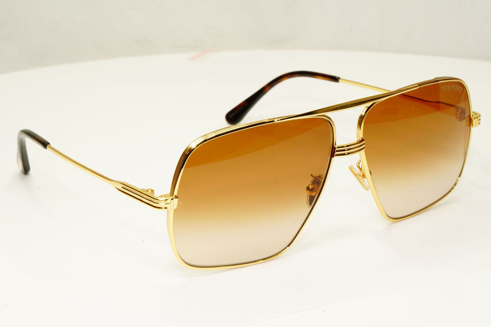 Tom Ford Gold Brown Pilot Arista Square Mens Sunglasses Frankie TF 735-H 30F