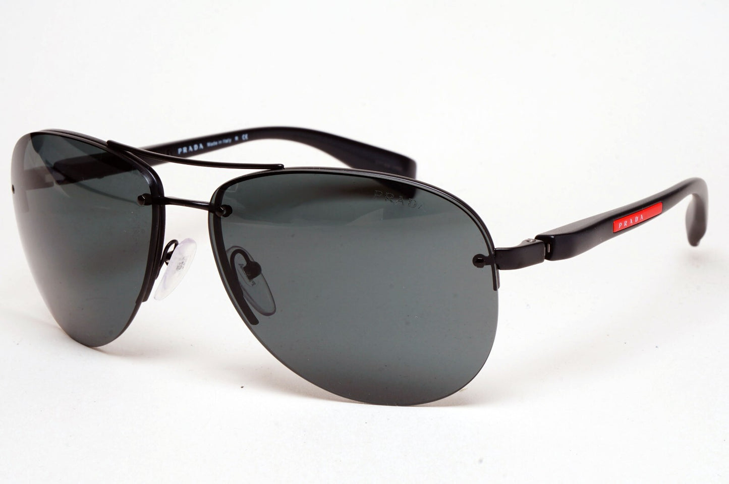 Prada Sunglasses Rimless Pilot Black Grey PS56MS SPS 56M 1BO-1A1 62mm