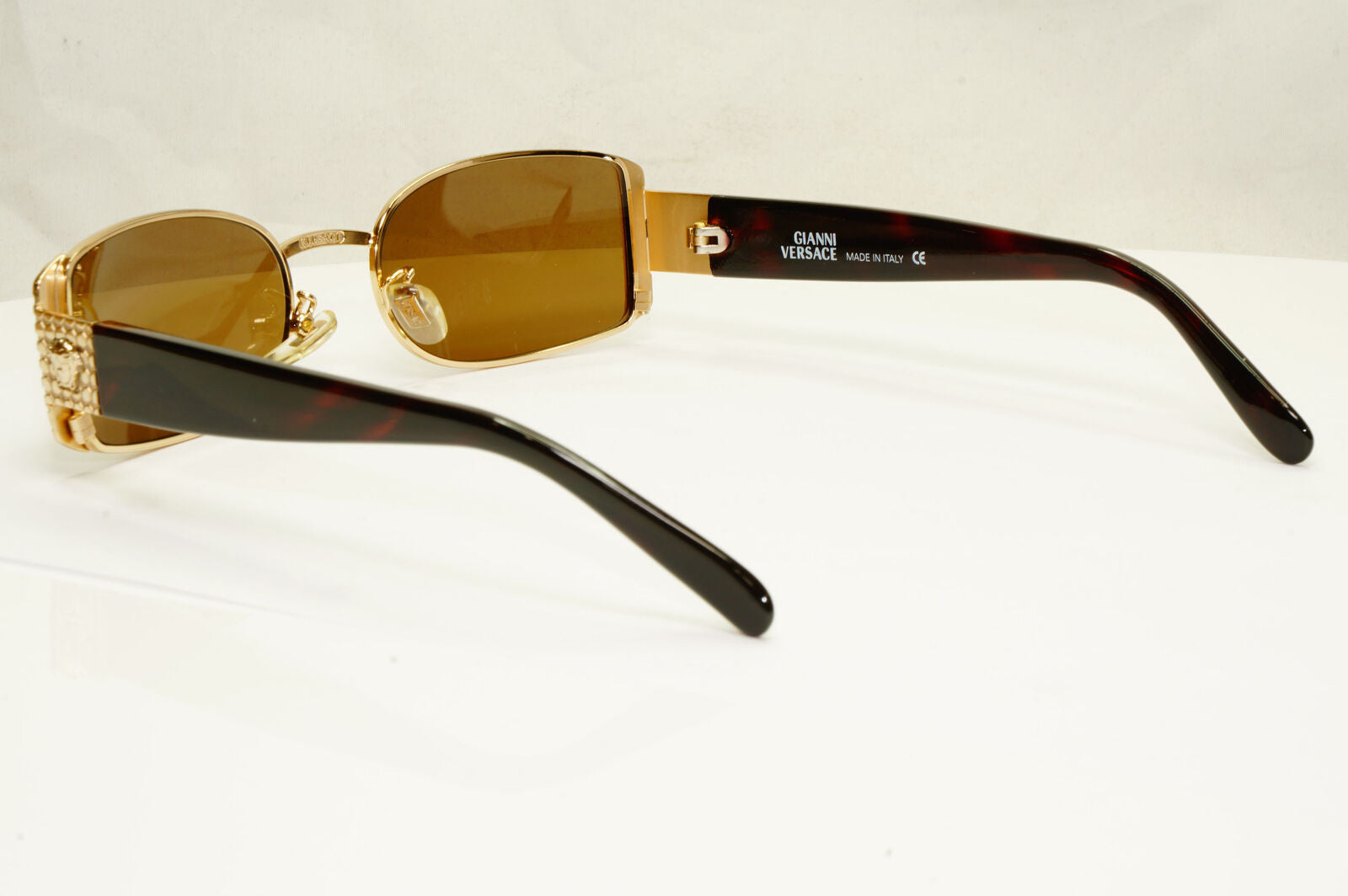 Gianni Versace 1996 Vintage Gold Medusa Brown Metal Sunglasses MOD X40 COL 030