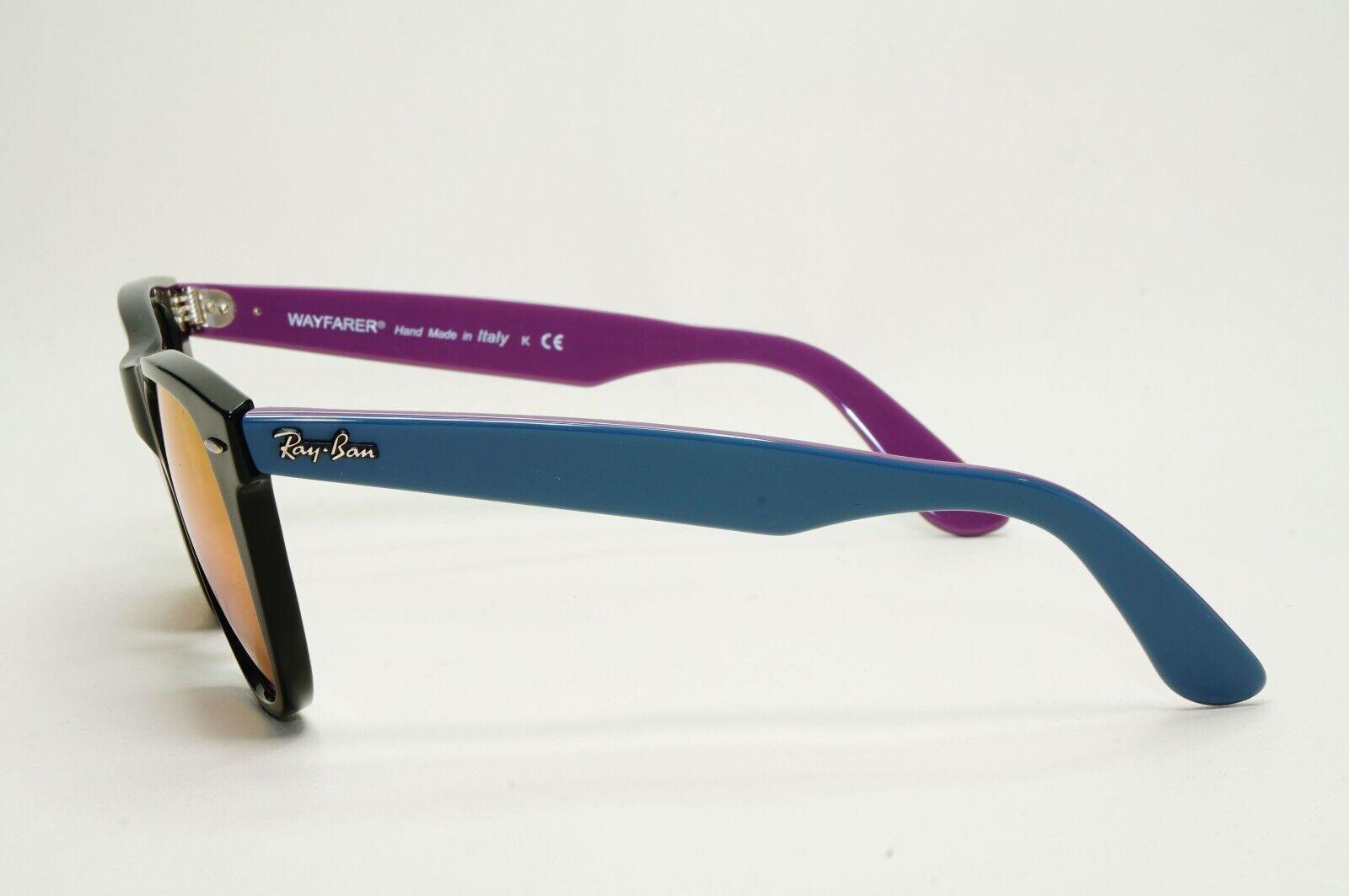 Ray-Ban Sunglasses Wayfarer Black Blue Mirror Violet Fuxia RB 2140 1174/4T 54mm