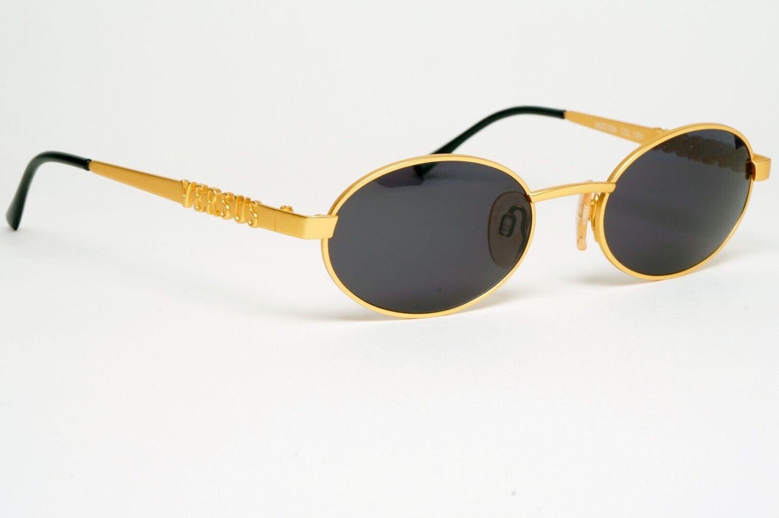Versus Sunglasses 1996 by Gianni Versace Vintage Gold Black Oval MOD R26 COL 13M
