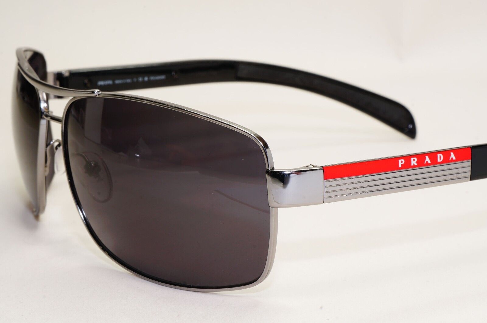 Prada Sunglasses Gunmetal Black Wrap Navigator PS54IS SPS 54I 5AV-5Z1 260724