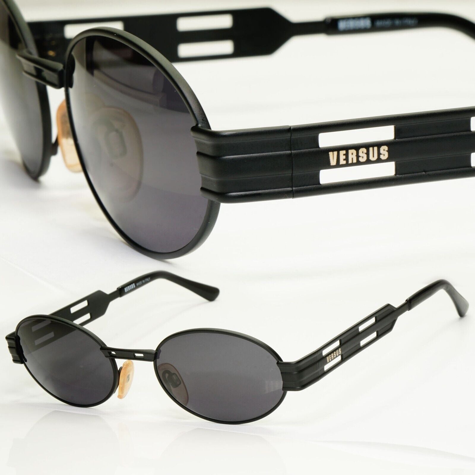 Versus 1996 by Gianni Versace Vintage Matte Black Sunglasses MOD R06 COL 09M