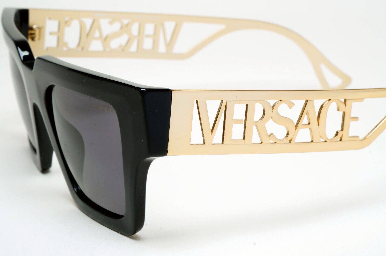 Versace Sunglasses Polarized Black Gold Square Grey MOD VE 4431 GB1/81 50mm
