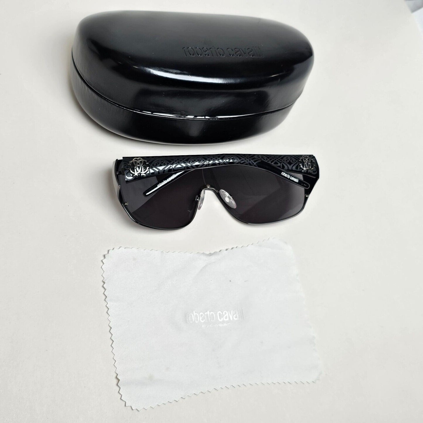 Roberto Cavalli Sunglasses 2006 Vintage Black Grey Shield Icario 394S 731 211124