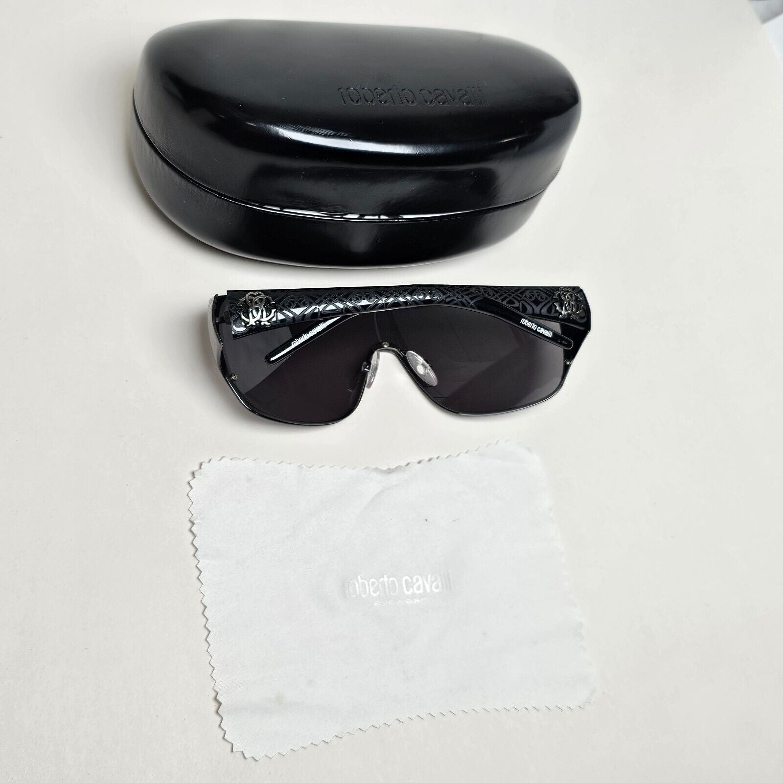 Roberto Cavalli Sunglasses 2006 Vintage Black Grey Shield Icario 394S 731 211124