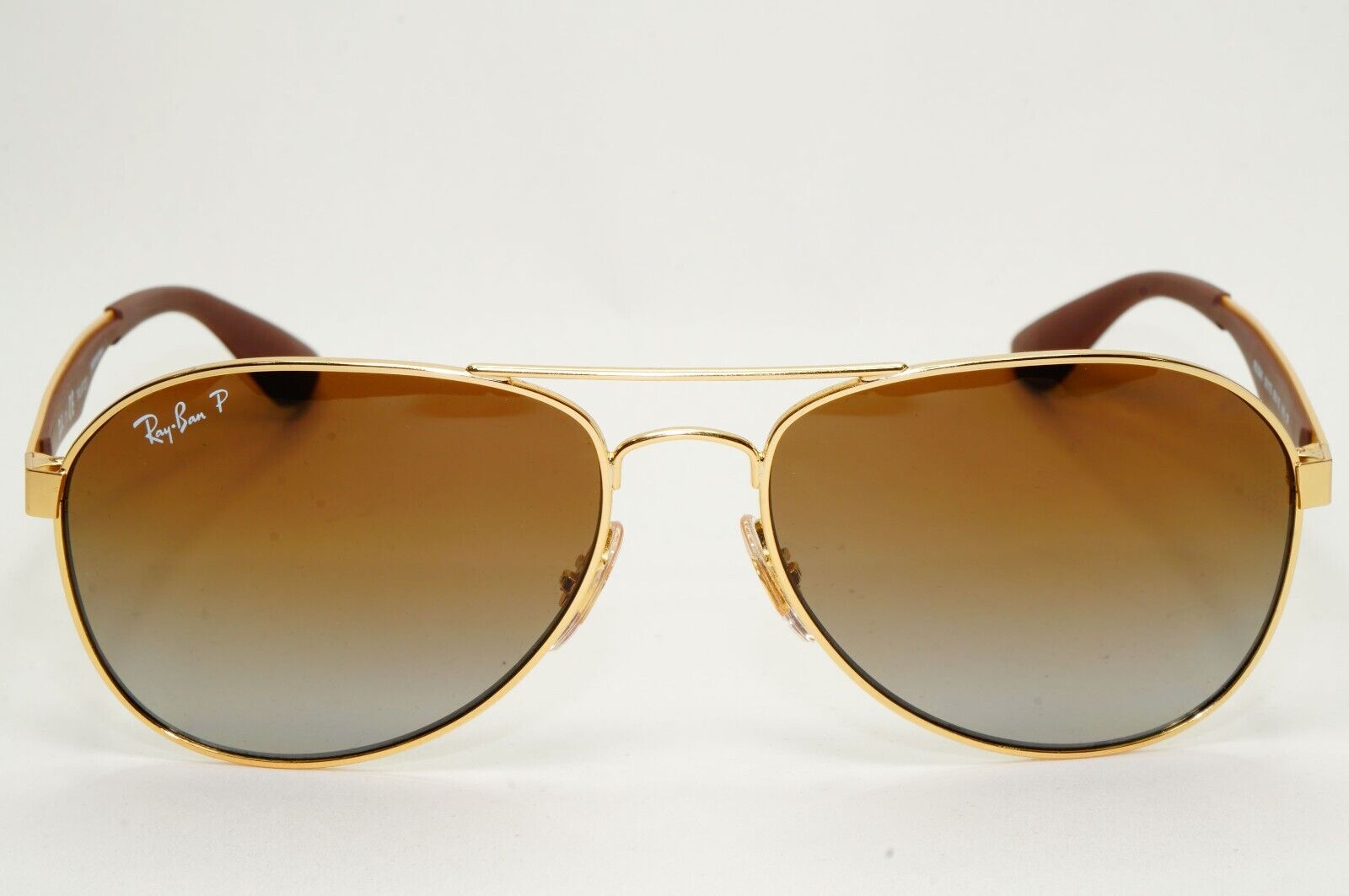 Ray-Ban Sunglasses Polarized Gold Brown Gradient Metal Pilot RB 3549 001/T5 58mm