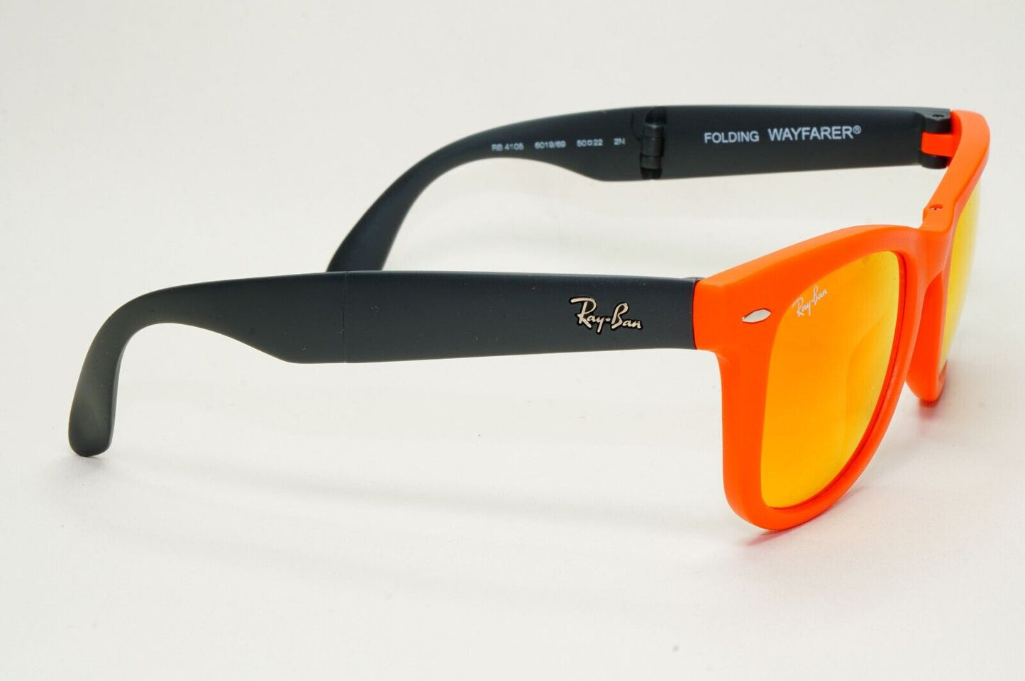 Ray-Ban Sunglasses Folding Wayfarer Orange Mirror Black Matte RB 4105 6019/69