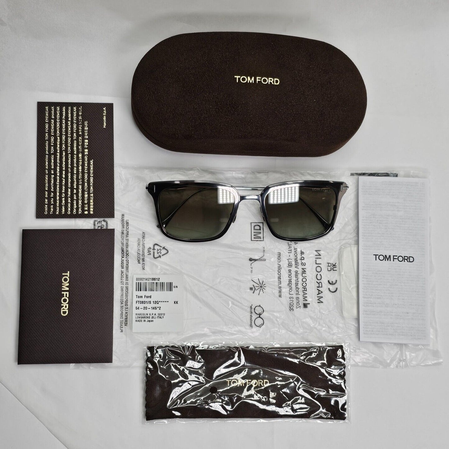 Tom Ford Sunglasses Hayden Titanium Ruthenium Grey FT0831 TF 831 12Q 54mm