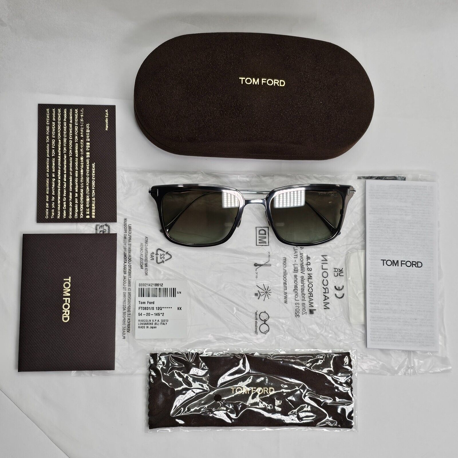 Tom Ford Sunglasses Hayden Titanium Ruthenium Grey FT0831 TF 831 12Q 54mm