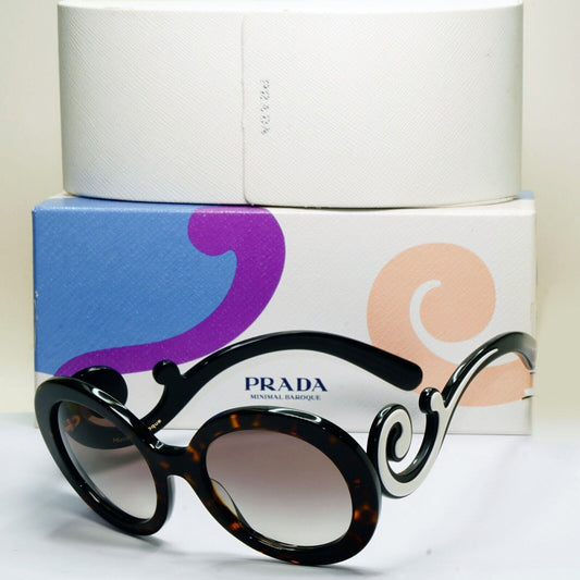 Prada Sunglasses Baroque Swirl Brown White Round PR08TS SPR 08T 2AU-0A7 301024