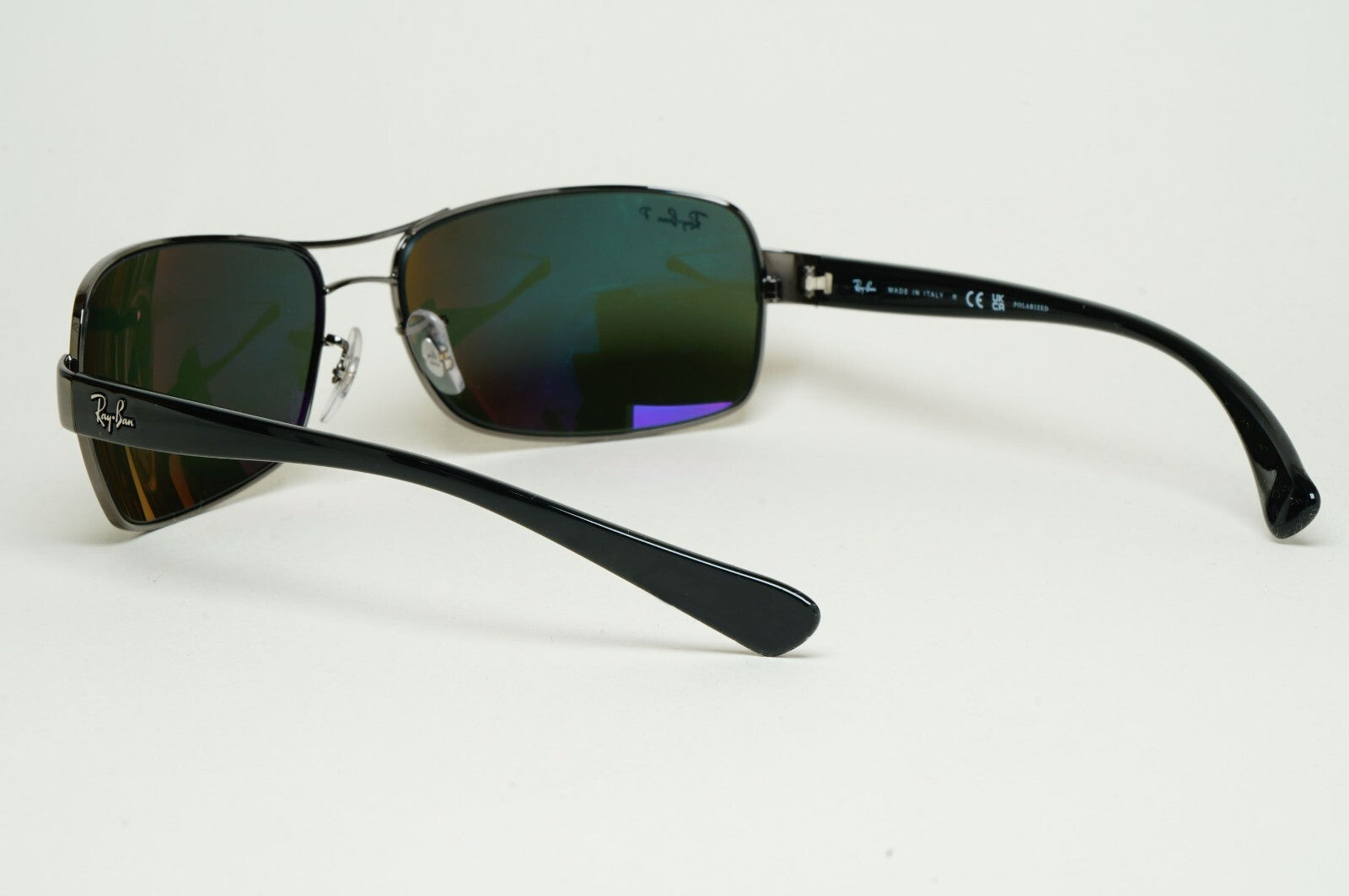 Ray-Ban Sunglasses Polarized Dark Green Gunmetal Wrap Navigator RB 3379 004/58