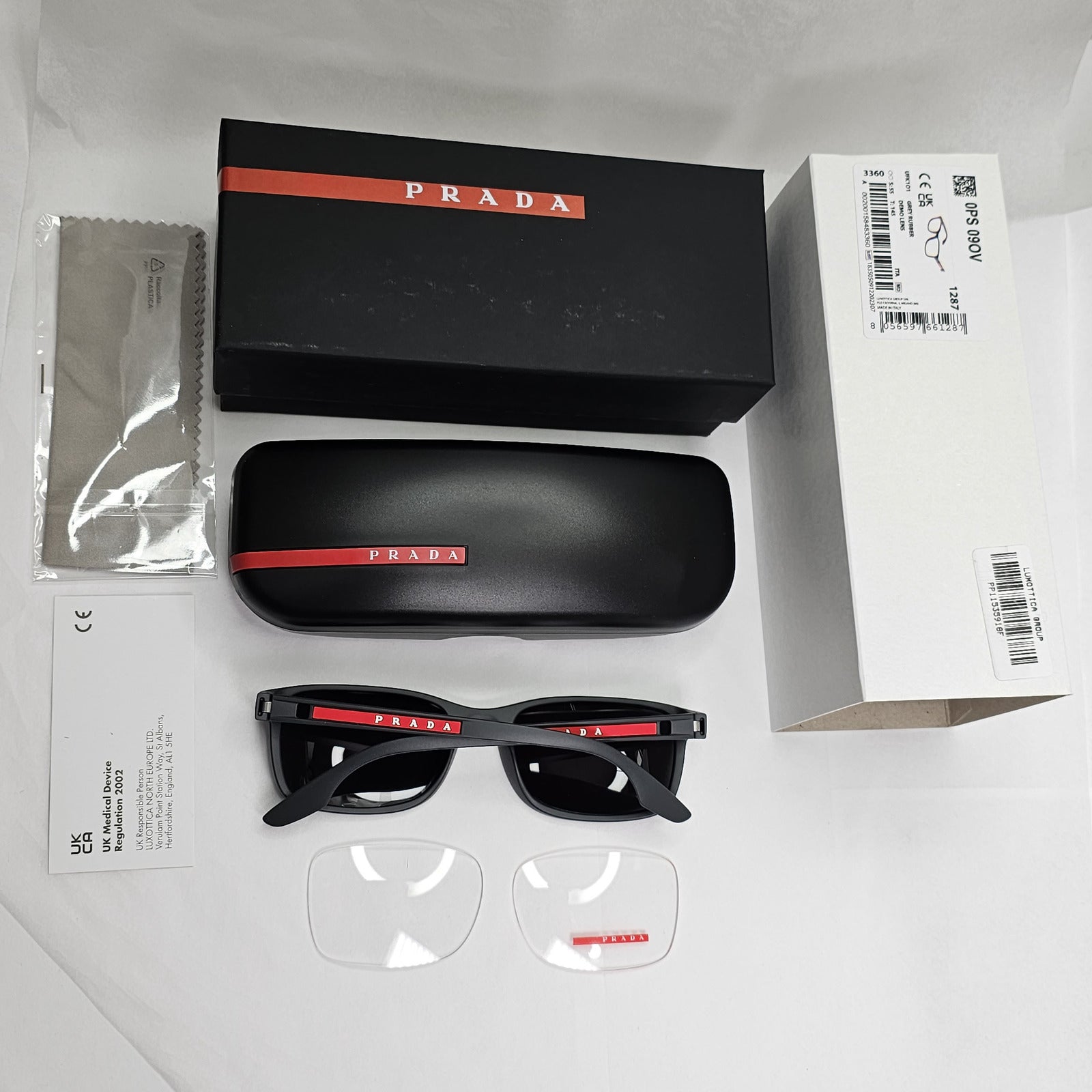 Prada Sunglasses Grey Rubber Matte Square Black PS09OV VPS 09O UFK-1O1 55mm