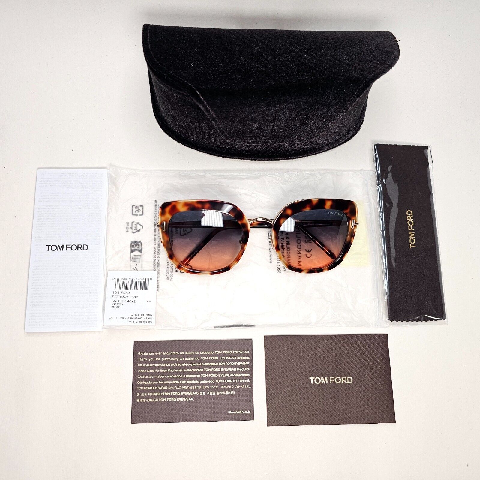 Tom Ford Sunglasses Virginia Brown Gold Havana Grey Gradient FT0945 TF 945 53P