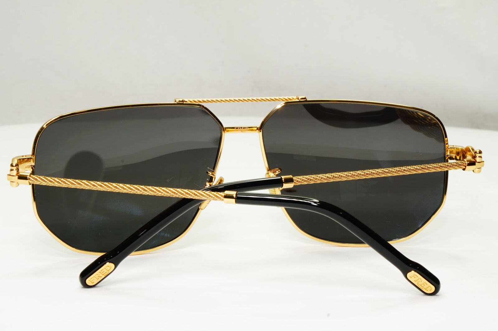 Fred Sunglasses FG50013U Gold Black Cable Twist Square Pilot 030 Force 10