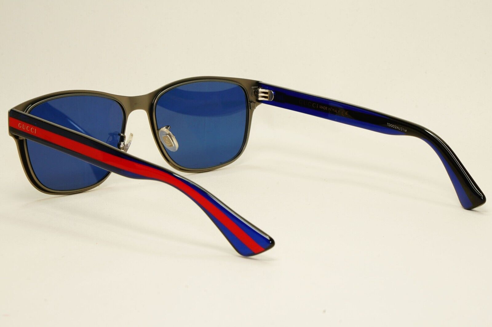 Gucci Sunglasses 2017 Blue Grey Gunmetal Square GG 0007O 003 55mm 131024