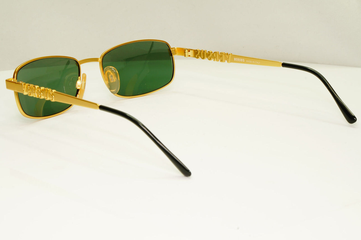 Versus 1995 Vintage Gold Green Metal Sunglasses Gianni Versace MOD R27 COL 13M