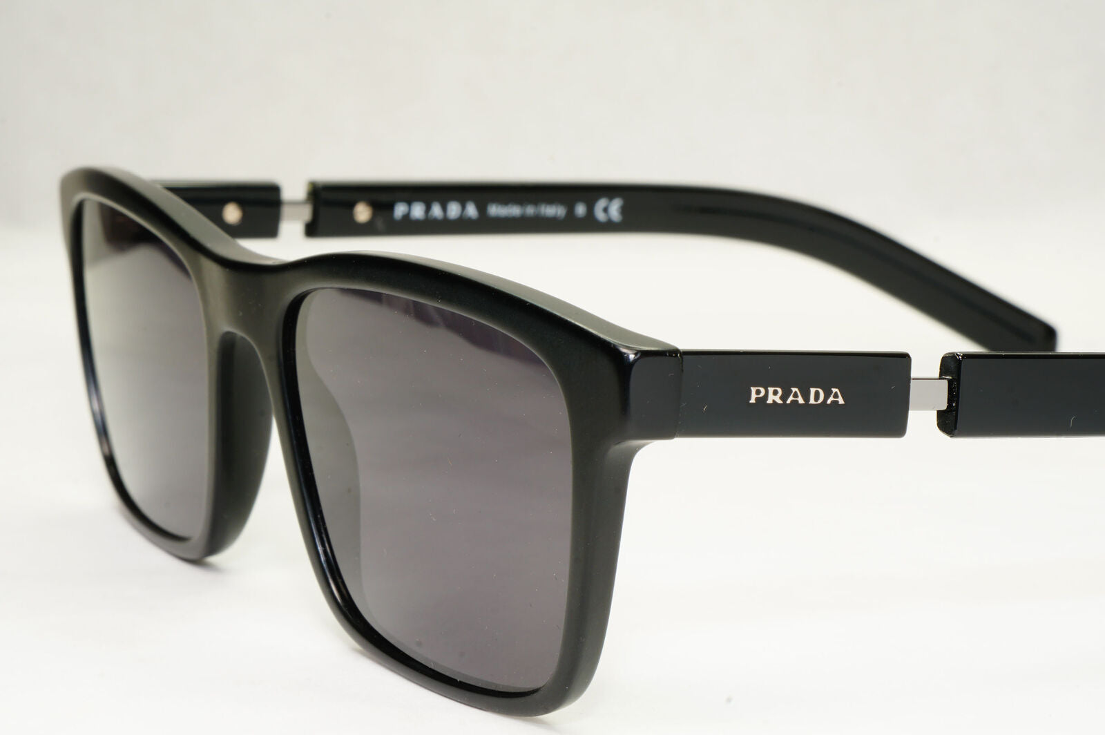 Prada Sunglasses Black Glossy Square Fashion PR16XV VPR 16X 1BO-1O1 55mm
